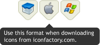 Click the Apple logo in order to get the right format when downloading from Iconfactory.com.