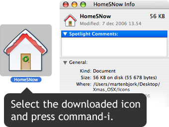 Select the new icon and press command-i.