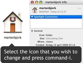Select the icon you wish to change and press command-i.